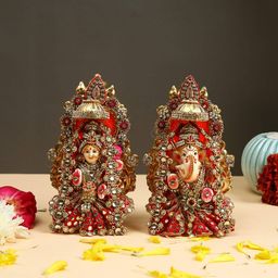 aapno rajasthan Set of 2 Handcrafted Laxmi Ganesh idols image 1