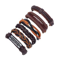 university trendz Set of 6 Adjustable Leather Bracelets image 1