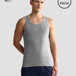 u.s. polo assn. Men Pack of 2 Logo Print Sleeveless Vests image 1