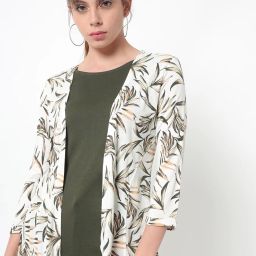 fig Leaf Print Open-Front Shrug image 1
