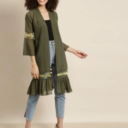 qurvii Open-Front Shrug with Ruffles image 1