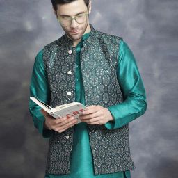 jompers Men Regular Fit Nehru Jacket with Button Closure image 1