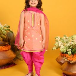 saka designs Polka-Dot Kurta & Dhoti Pants with Dupatta Set image 1