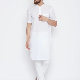 even Solid Long Kurta with Patch Pocket image 1