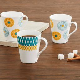 home centre Set of 3 Printed Bone China Mugs image 1