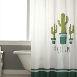 homewards Cactus Print Shower Curtain with Hooks image 1