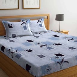 arrabi Geometric Print King Size Bedsheet with 2 Pillow Covers image 1