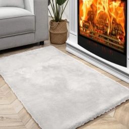 luxehome international Rebbit Fur Rectangle Shape Carpet image 1