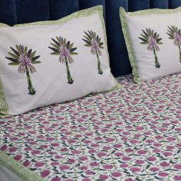 design gaatha home living Hand Block Print King-Size Bedsheet with Pillow Covers image 1