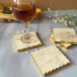 homearte india Set of 4 Square Marble Table Coasters image 1