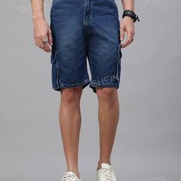 Shein Casual Knee Length Fixed Waist Cargo Shorts-picture-16