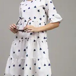 Shein Flounce Sleeves Novelty Print Tiered Dress-image-7