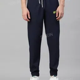 Shein Elasticated Drawstring Waist Typographic Print Track Pants-image-96