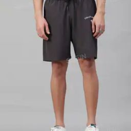 Shein Elasticated Drawstring Waist Front Placement Print Track Shorts-image-78