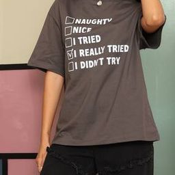 Shein Drop Shoulder Typographic Chest Print Crew Tshirt-image-111