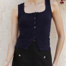 Shein Square Neck Sleeveless Textured Short Top-image-40