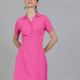 Shein Casual Mini Length Ribbed A-line Dress with Front Buttons-5
