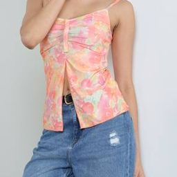Shein Spaghetti Strap Abstract Print Fitted Short Top-5