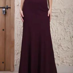 Shein High Waist Panelled Textured Maxi Flared Skirt-image-60
