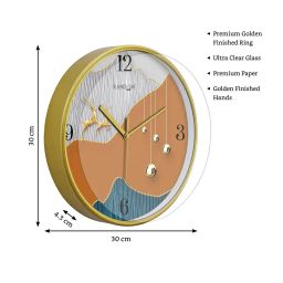 random Printed Non-Ticking Silent Analog Wall Clock image 2