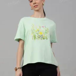 Shein Casual Short Drop-Shoulder Sleeves Graphic Chest Print Crew T-Shirt-image-91