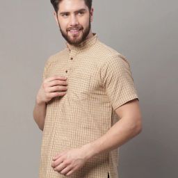 aarsha Checked Short Kurta with Patch Pocket image 2
