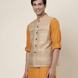 fabindia Mandarin-Collar Nehru jacket with Patch Pocket image 2