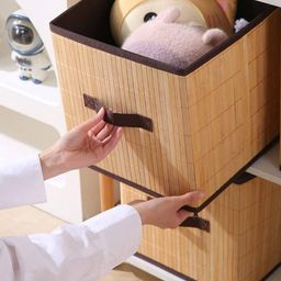 homestorie Set of 2 Foldable Bamboo Storage Boxes image 2