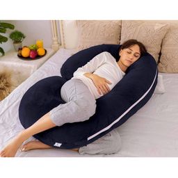 pumpum C Shape Maternity Hollow Fiber Pillow with Removable Zip Cover image 2