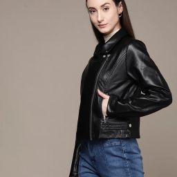 label ritu kumar Zip-Front Biker Jacket image 2