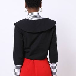style quotient Button-Front Crop Shrug with Sailor Collar image 2