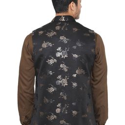 manyavar Floral Print Button-Front Nehru Jacket image 2