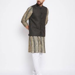 even Checked Regular Fit Nehru jacket image 2