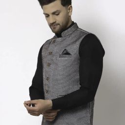 klotthe Printed Nehru Jacket with Patch Pocket image 2