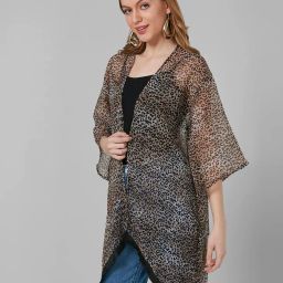 style quotient Animal Print Front-Open Shrug image 2