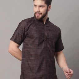 aarsha Checked Short Kurta with Patch Pocket image 2
