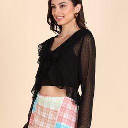 miss haute Textured Shrug with Tie-Up image 2