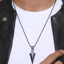 bold by priyaasi Beaded Chain with Striped Triangular Pendant image 2