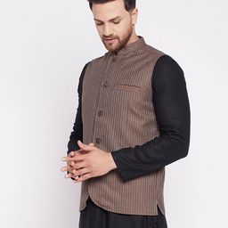 even Striped Nehru Jacket with Patch Pockets image 2