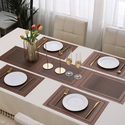 hokipo Set of 4 Striped Table Placemats & Runner image 2