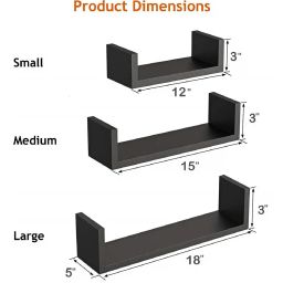 muren 3 Tiers U-Shape Floating Display Shelves image 2