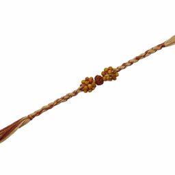 digital dress room Tie-Up Simple Rudraksha Rakhi With Beads Brown Thread Rakhi image 2