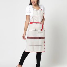 arrabi Checked Apron with Patch Pockets image 2