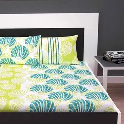divine casa 120 TC Calming Shells King Size Bedsheet with 2 Pillow Covers image 2