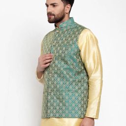 jompers Floral Print Nehru jacket with Button Closure image 2