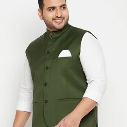 vastramay plus Tailored-Fit Nehru Jacket with Insert Pockets image 2