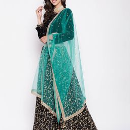 clora creation Embellished Net Dupatta with Lace Border image 2