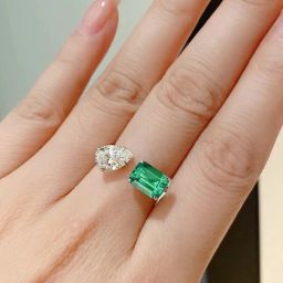designs & you Silver-Plated American Diamond Crushed Ice Cut Rectangular Ring image 2