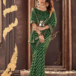 satrani Leheriya Print Saree with Embellished Border image 2