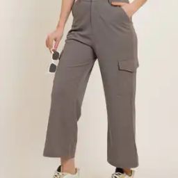 Shein Ankle Length High Rise Relaxed Fit Pants With Flap Pockets-image-14